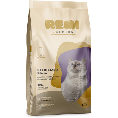REMI Premium Sterilised, potpuna hrana za sterilisane macke s lososom, 1,5kg