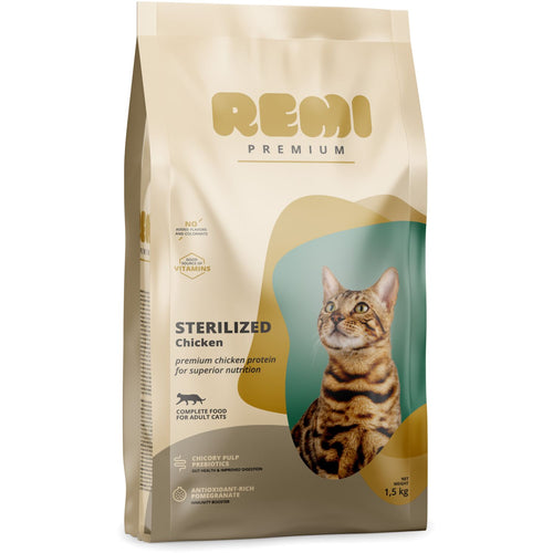 REMI Premium Sterilised, potpuna hrana za sterilisane macke s piletinom, 1,5kg