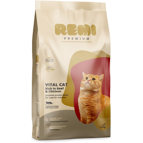 REMI Premium Vital, potpuna hrana za macke s govedinom i piletinom, 1,5kg
