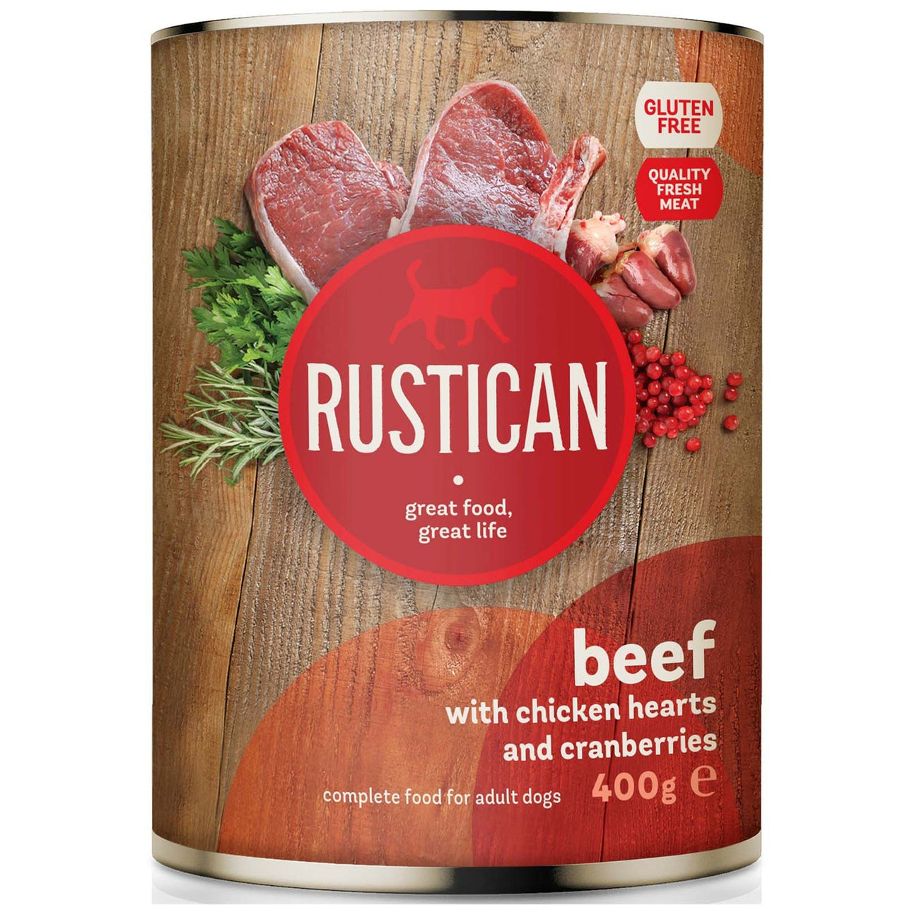 RUSTICAN Govedina s pilecim srcima i brusnicama, bez glutena