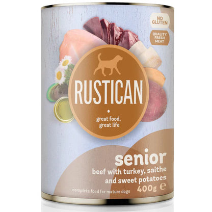 RUSTICAN Senior Govedina s ćuretinom, bakalarom i batatom, bez glutena