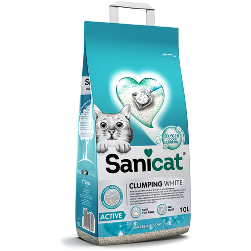 SANICAT Active White Marseille grudvajuci mineralni posip za macke, mirisni, 10L