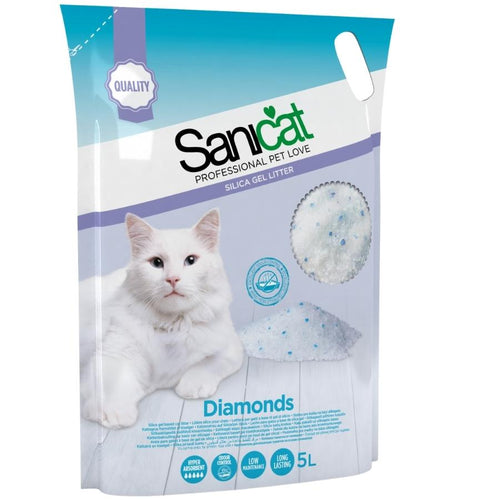 SANICAT Diamonds, upijajuci silikatni posip za macke, bez mirisa, 5L