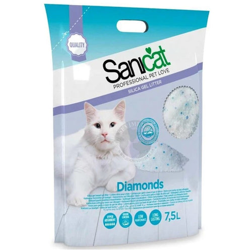 SANICAT Diamonds, upijajuci silikatni posip za macke, bez mirisa, 7,5L