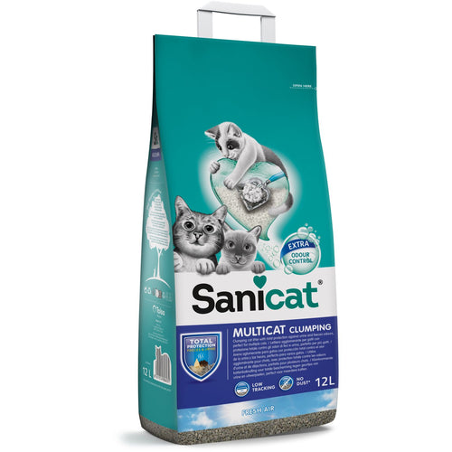 SANICAT Multicat grudvajuci mineralni posip za macke, bez mirisa, 12L