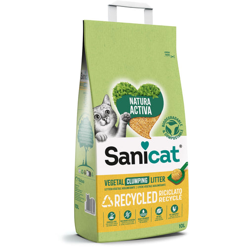 SANICAT Natura Activa grudvajuci biljni posip za macke, reciklirani, bez mirisa,