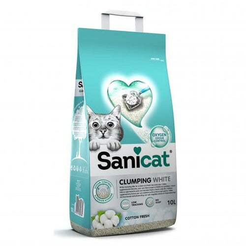 SANICAT White unscented grudvajuci mineralni posip za macke, bez mirisa, 20L