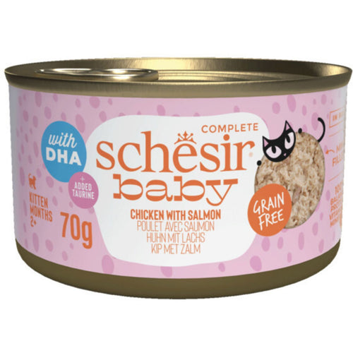 SCHESIR Baby Konzerva za macice KITTEN s piletinom i lososom, 70g
