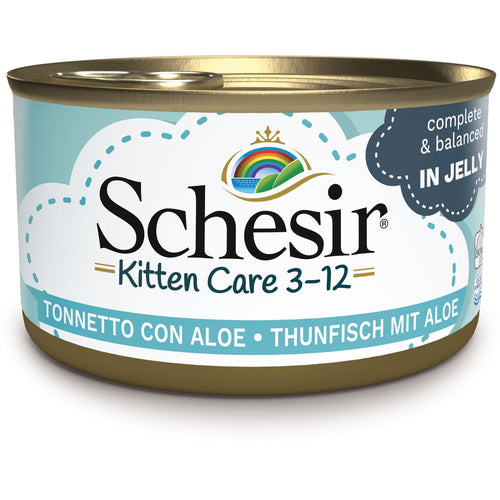 SCHESIR Konzerva za macice KITTEN (3-12m.) s tunjevinom i alojom, u zeleu 85g