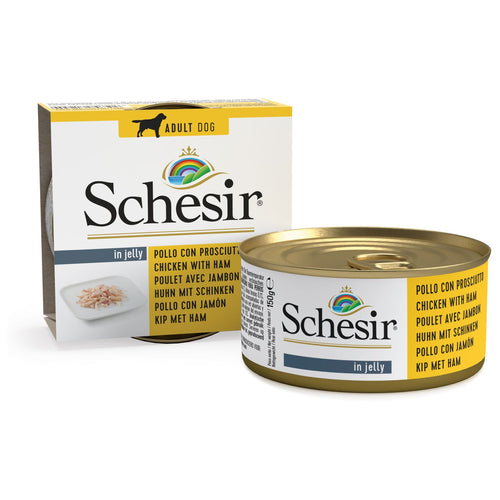SCHESIR Konzerva za pse s piletinom i sunkom, u zeleu 150g