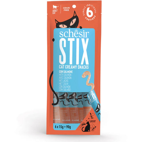 SCHESIR Stix Poslastica za macke, krema s lososom, 6x15g