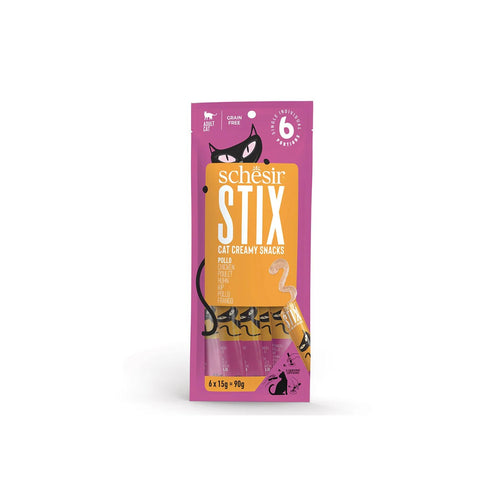 SCHESIR Stix Poslastica za macke, krema s piletinom, 6x15g