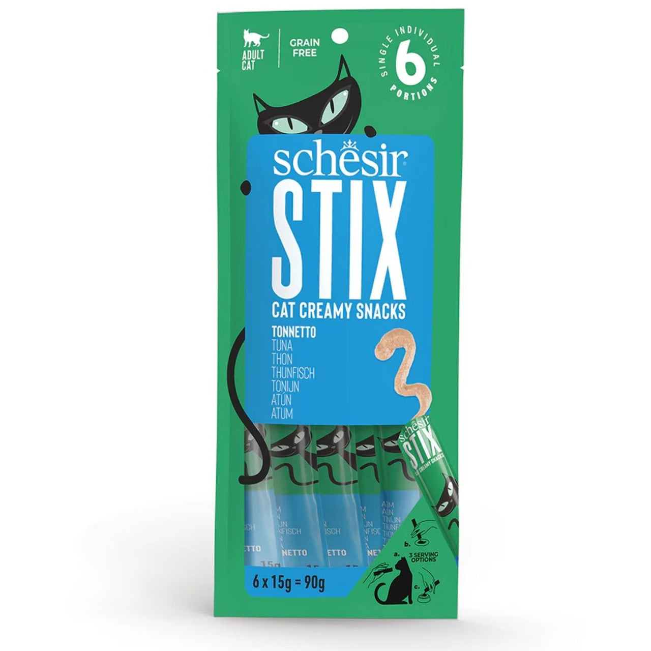 SCHESIR Stix Poslastica za macke, krema s tunom, 6x15g