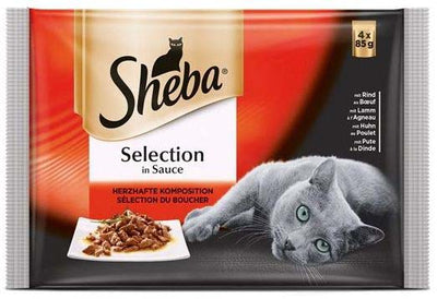 SHEBA Selection Multipack za macke Izbor mesa u sosu 4x85g