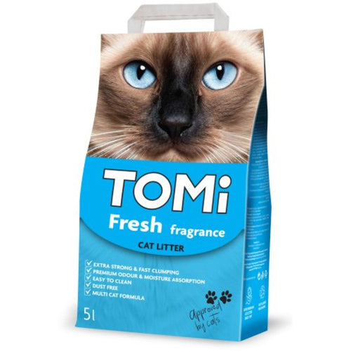 TOMI Fresh, grudvajuci mineralni posip za macke, s mirisom, 5L