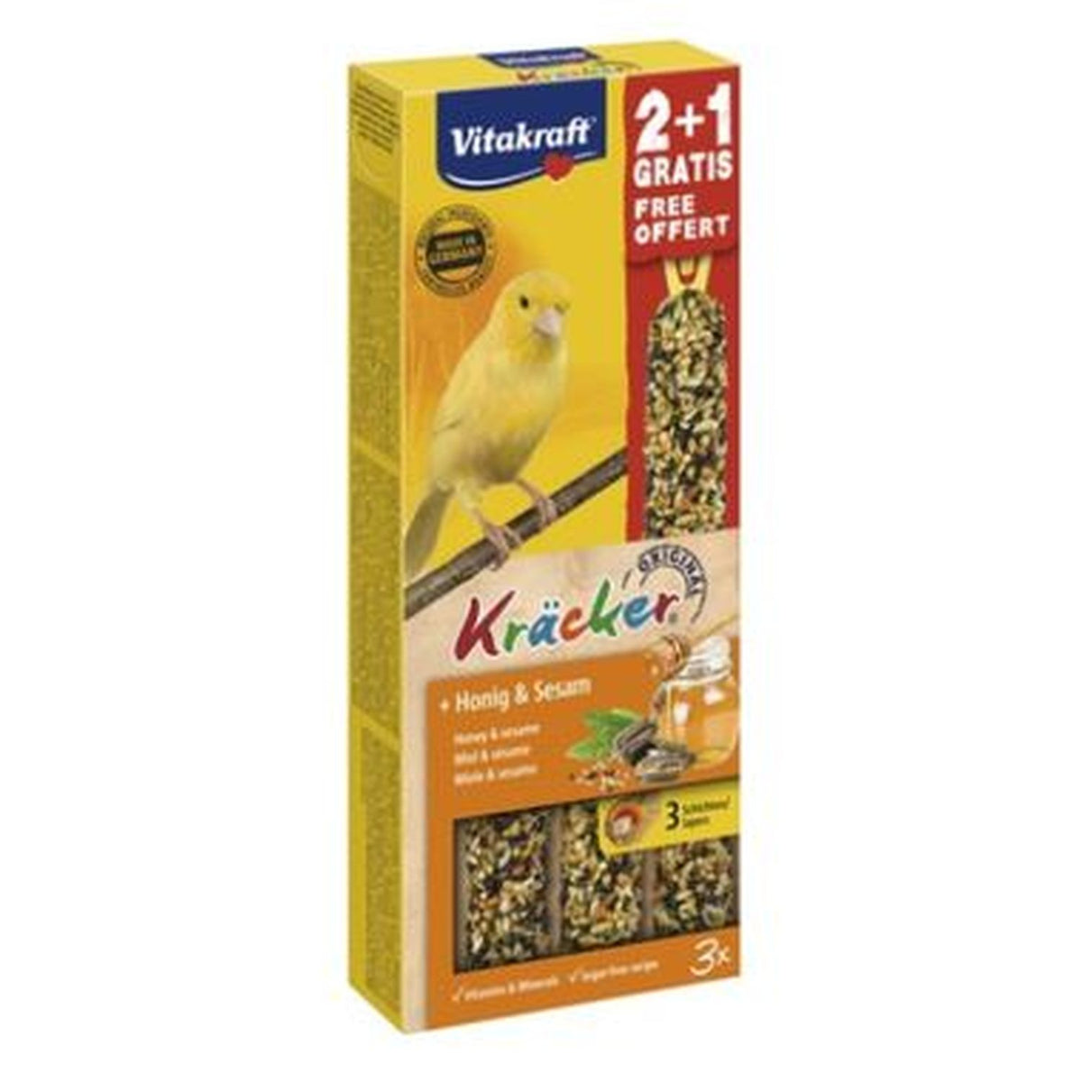VITAKRAFT Kracker hrskavi stapici za kanarince, med i susam, 80g 2+1 gratis