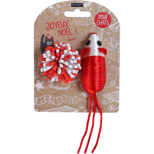 WOUAPY Igracka za macke Mis sa Loptom, crvena, 7x5cm